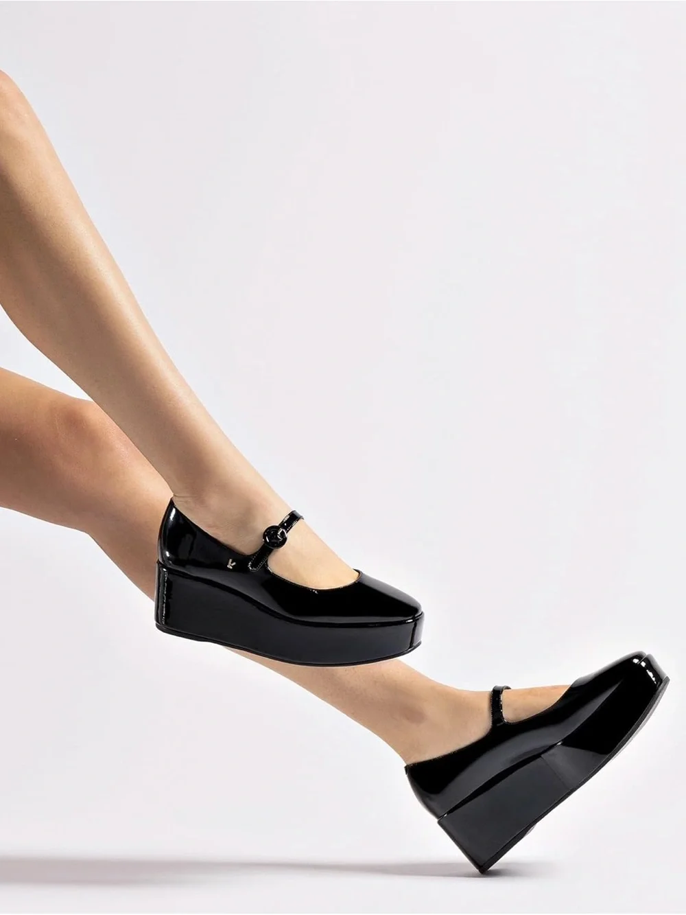 LARROUDE Black Patent Leather Blair Ballet Flatform Platform Mary Janes 10 NEW